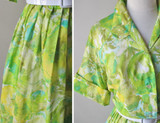 Vintage 50's Abstract Floral Full Skirt Shirtwaist Day Dress 48 37 XL XXL