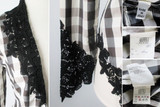 Vintage Ozbeck Victorian Gothic Lace Black White Gingham Plaid Jacket M
