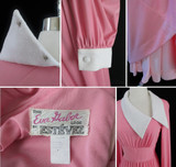 Vintage 70's Estevez Eva Gabor Pink Maxi Cocktail Dress Evening Gown L