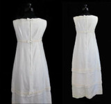 Vintage 60's White MOD Convertible Maxi To Mini Wedding Dress Set XS S