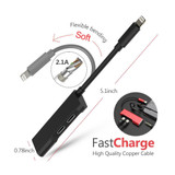 Portable Dual Lightning Adapter Splitter Lightning to 3.5 mm Headphone Jack Adapter for iPhone 8 X silver