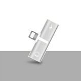 2 in 1 for Audio Adapter for iPhone X/8/7/6 Charger Splitter Headphone Earphone AUX Cable Adapter Silver