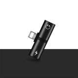2 in 1 for Audio Adapter for iPhone X/8/7/6 Charger Splitter Headphone Earphone AUX Cable Adapter black