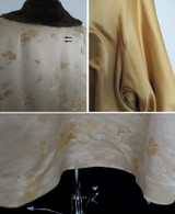 Vintage 50's Mink Trimmed Gold Brocade Evening Swing Jacket Coat One Size