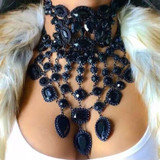 Womens Gothic Maxi Necklace Black Rhinestone Crystal Beads Collar Choker Womens Gothic Maxi Necklace Black Rhinestone Crystal Beads Collar Choker