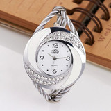 2018 Fashion Watch, Women Ribbon Silver Bracelet Elegant Round Dial Wrist Watch, Watch for Women