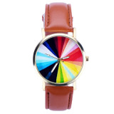 Women Color Pattern Leather Analog Quartz Wrist Watch the women wrist watch dress fashion watch reloj mujer