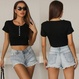 Easebig Short-sleeved T-shirt Round Neck s