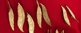 Feather hair clips - gold - natural wood - alligator clips - golden snitch -