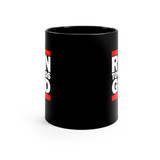 Run Towards God: Inspirational Black mug 11oz
