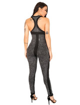 "Dangerous" Sleeveless Deep V Neck Rhinestone Jumpsuit