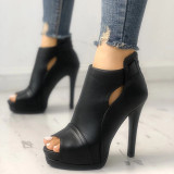 Zipper Peep Toe High Heel Pumps