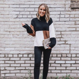 Long Sleeve Tri-Color Knitted Sweater