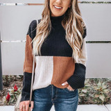 Long Sleeve Tri-Color Knitted Sweater