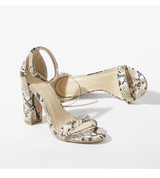 Ankle Strap Snake Print Pointed Toe Heels