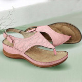 Embroidered Toe Wedge Sandals