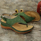 Embroidered Toe Wedge Sandals