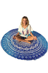 Ocean Round Blue Mandala Tapestry