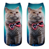 Women Socks Unisex Socks Cartoon Cute Animalan Cat Pattern Socks Cotton 3D Printing Medium Socks Sports Girl Breathable Socks#40