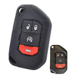 Silicone 4 Button Flip Switchblade Key Fob Remote Cover Case Skin Jacket for 2018 and newer Jeep Wrangler [SKU: JPS4A]