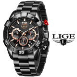 LIGE 2020 New Fashion Blue Mens Watches Top Brand Luxury Clock Sports Chronograph Waterproof Quartz Watch Men Relogio Masculino