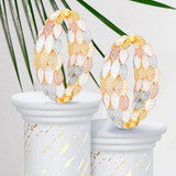 Luxury Peacock Abalone Shell Statement Big Hoop Earrings For Women Wedding Cubic Zircon DUBAI Bridal Circle Hoop Earring