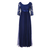 Women Formal Wedding Bridesmaid Long Dress Solid Half Sleeve Female Party Dress Ladies Elegant Maxi Lace Dress vestidos 2019