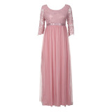 Women Formal Wedding Bridesmaid Long Dress Solid Half Sleeve Female Party Dress Ladies Elegant Maxi Lace Dress vestidos 2019