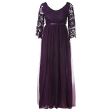 Women Formal Wedding Bridesmaid Long Dress Solid Half Sleeve Female Party Dress Ladies Elegant Maxi Lace Dress vestidos 2019