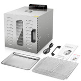 Commercial Stainless Steel Food Dehydrator-Raw Food & Jerky Fruit Dehydrator-1000W Preserve Food Nutrition Professional Household Vegetable Dryer,with 0~24 Hours Digital Timer (10 Trays)