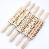 Christmas Cookies Biscuit Molds Snowflake Reindeer Noodle Stick Embossed Fondant Cake Baking Mould Dough Roller Engraved
