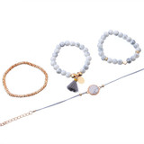 4 Pcs/ Set  Bohemian charm bead Bracelet Women tassel Bangles gold heart Bracelets Sets Jewelry Party Gifts