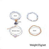 4 Pcs/ Set  Bohemian charm bead Bracelet Women tassel Bangles gold heart Bracelets Sets Jewelry Party Gifts