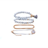 4 Pcs/ Set  Bohemian charm bead Bracelet Women tassel Bangles gold heart Bracelets Sets Jewelry Party Gifts
