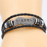 DGW Multilayer Bracelet Men Casual Fashion Braided Leather Bracelets For Women Wood Bead Bracelet Punk Rock Men Jewelry