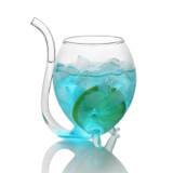 2pieces 300ML Home and party use Creative straw glass mug novelty milk glass with straw cold drink cup Juice mug Wine glass