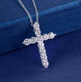 silver plated  necklace jewelry women wedding fashion Cross CZ crystal Zircon stone pendant necklace  Christmas gift n296