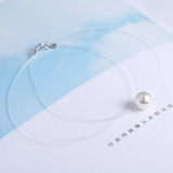 INZATT Hot 925 Sterling Silver Zircon Pearl Pendant Necklace Transparent Fishing Line Charms Fashion Jewelry For Mother's Day