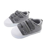 Newborn Baby Canvas Prewalker Infant Toddler Colorful Striped Shoes Soft Anti-Slip First Walkers Sneakers Simple Style Shoes