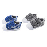 Newborn Baby Canvas Prewalker Infant Toddler Colorful Striped Shoes Soft Anti-Slip First Walkers Sneakers Simple Style Shoes
