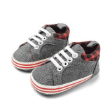 Baby Prewalker Canvas Shoes Soft Soles Lace-up Casual Infants First Walkers Newborn Shoes Infant Toddler Soft Bottom Anti-slip
