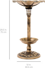 Outdoor Solar Lighted Pedestal Bird Bath Fountain Planter Scroll Accents for Lawn, Garden - Bronze