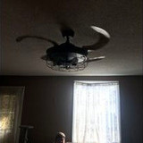42'' Ceiling Fans Invisible Retractable Blades Farmhouse Industrial Pendant Lamp Chandelier Remote Control 5 Edison Bulbs
