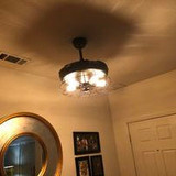 42'' Ceiling Fans Invisible Retractable Blades Farmhouse Industrial Pendant Lamp Chandelier Remote Control 5 Edison Bulbs
