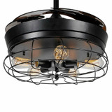 42'' Ceiling Fans Invisible Retractable Blades Farmhouse Industrial Pendant Lamp Chandelier Remote Control 5 Edison Bulbs