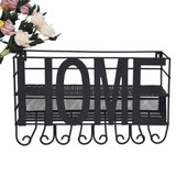 Wall Mounted Metal Wine Rack 4 Long Stem Glass Holder & Wine Cork Storage
