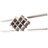Set of 5 Wall Mount Wine Rack Set w/ Storage Shelves and Glass Holder White