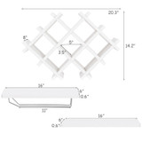 Set of 5 Wall Mount Wine Rack Set w/ Storage Shelves and Glass Holder White
