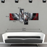 Oil Painting Hand Painted - Abstract Modern Stretched Canvas / Four Panels #4669882