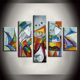 Oil Painting Hand Painted Abstract Landscape Stretched Frame Five Panels Stretched Canvas #4831816